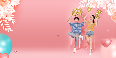 粉色喜庆相亲大会背景墙展板背景