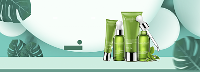 手绘化妆品立夏促销banner背景