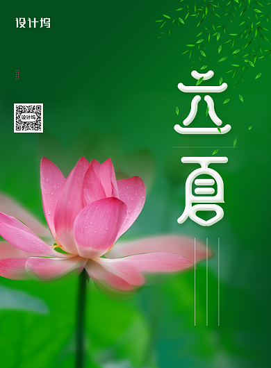 简洁荷花立夏节气海报背景