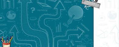 蓝色卡通暑假辅导优惠券背景