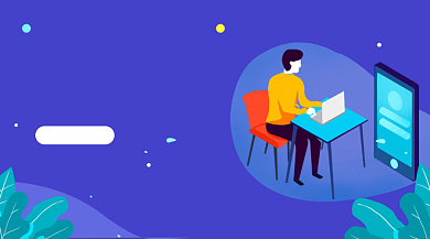 线上招聘会简约插画手机横图背景