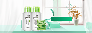 美妆春上新海报banner背景
