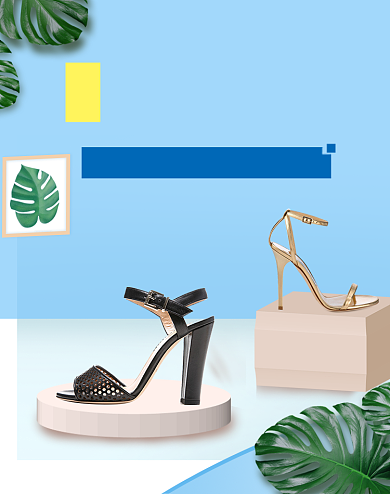 淘宝夏天女士凉鞋上新促销海报背景