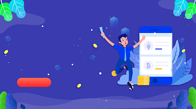 金融贷款理财蓝色插画手机横图背景