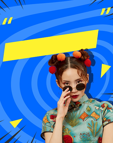 地摊经济撞色摆地摊蓝色电商海报背景