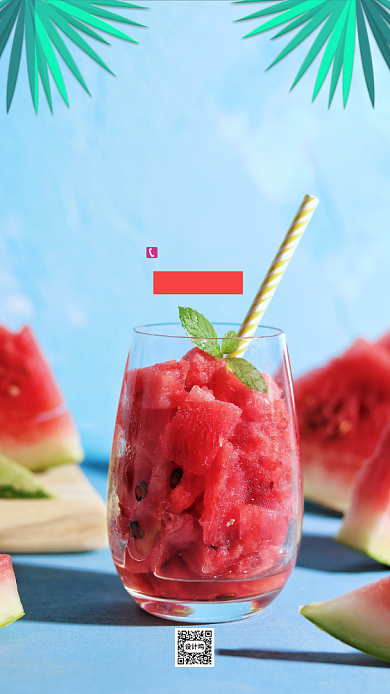 夏至文艺清新西瓜海报背景