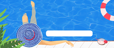 蓝色卡通夏日避暑攻略新媒体配图背景