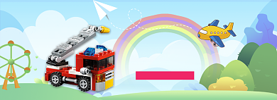 卡通六一积木玩具车促销banner背景