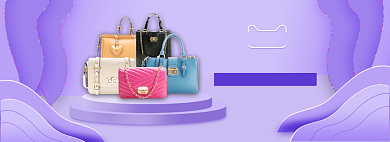 紫色调女士包包520促销banner背景