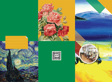 清新时尚油画班培训招生三折页模板背景