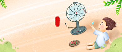 夏至传统节气创意卡通公众号首图背景