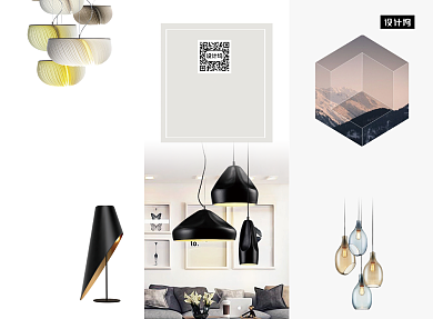 简约风灯饰宣传三折页模板背景