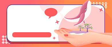 世界海洋日红色卡通公众号首图背景