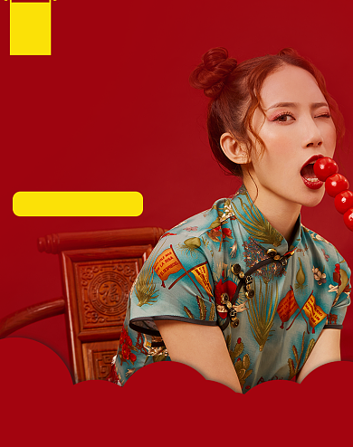 红色2020新势力周女装电商海报背景