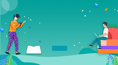 公务员备考培训绿色插画手机横图背景