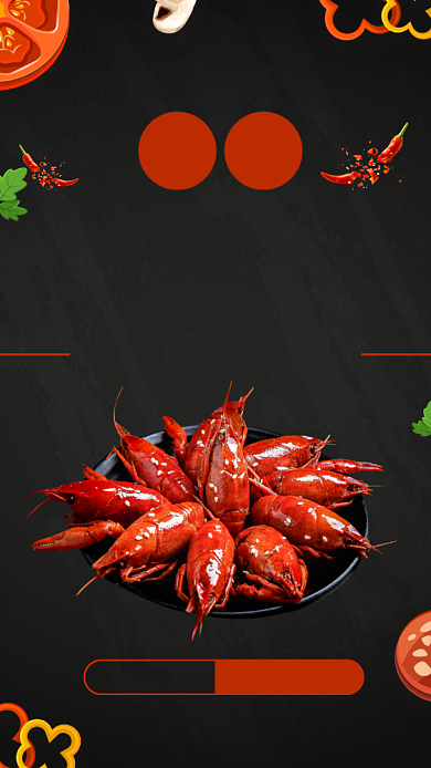 麻辣小龙虾美食手机海报背景