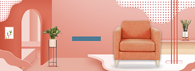 粉色清新五一家具促销banner背景