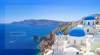 圣托里尼旅游大气简约手机横图背景