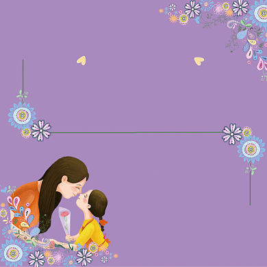 淡雅紫色母亲节快乐贺卡模板背景