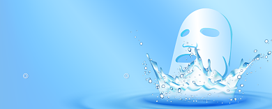 蓝色简约补水面膜优惠券背景