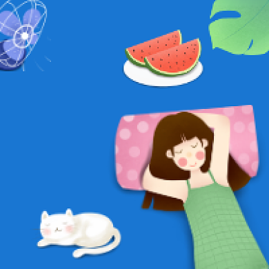 夏至节气可爱插画公众号次图背景