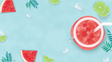 夏日冰饮清新简约手机横图背景