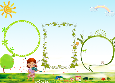 绿色卡通暑假旅游小报背景