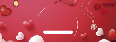 红色调520项链促销banner背景
