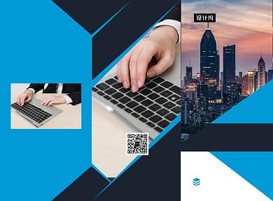 时尚蓝色金融投资理财三折页模板背景