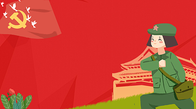 七一建党节红色手绘插画手机横图背景