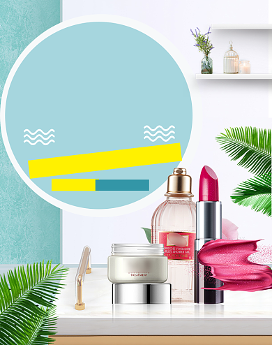 夏日大作战美妆海报背景