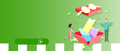 六一儿童节绿色卡通促销公众号首图背景