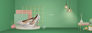 绿色清新女鞋立夏促销banner背景