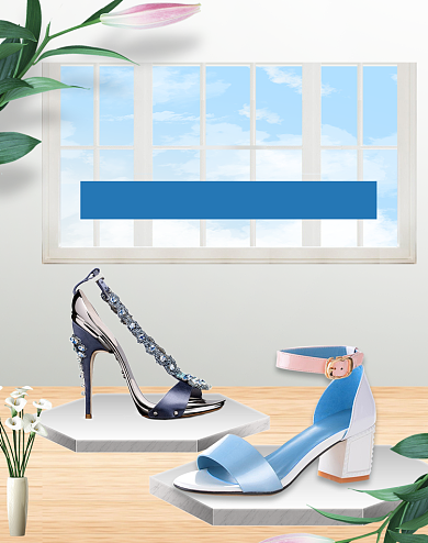 夏季女士凉鞋上新促销海报背景