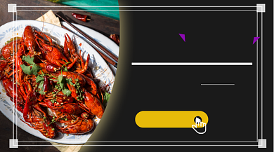 美味小龙虾美食黑色简约手机横图背景