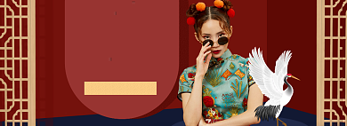 618年中大促国潮女装背景