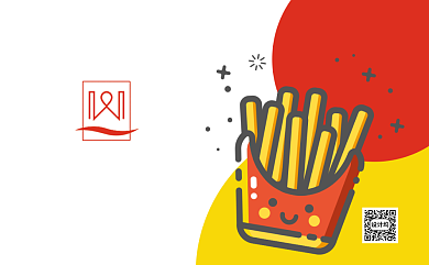 红色卡通薯条送餐卡名片背景