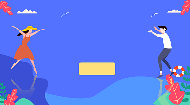 假期旅游攻略手绘插画手机横图背景