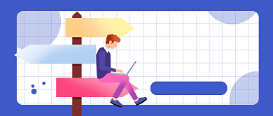 职场迷茫怎么选蓝色卡通新媒体配图背景