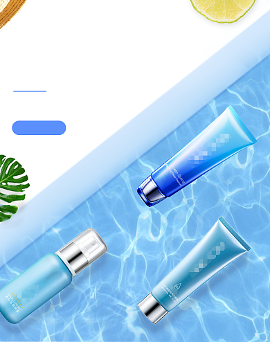 夏日蓝色海水美妆护肤美容促销海报背景