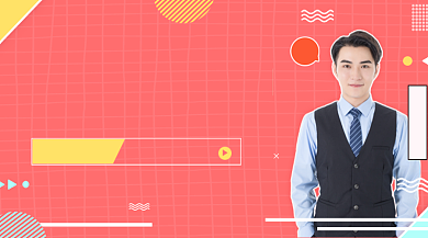 UI设计课程红色几何手机横图背景