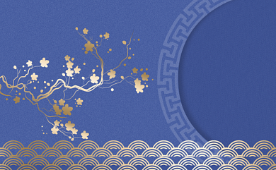 蓝色中国风名片模板背景