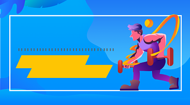 全民健身季手绘插画手机横图背景