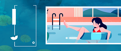 小暑节气卡通新媒体配图背景