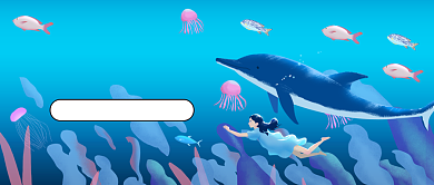 蓝色卡通世界海洋日公众号首图背景