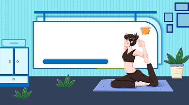 美丽瑜伽健身可爱插画手机横图背景