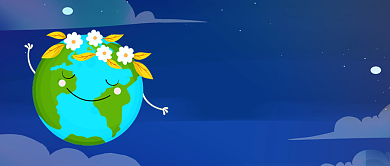 蓝色卡通世界微笑日公众号首图背景