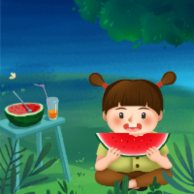 夏至未至卡通插画公众号次图背景