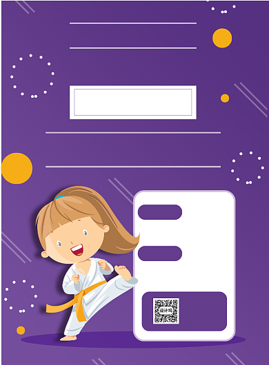 紫色卡通六一儿童节跆拳道招生营销海报背景