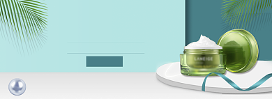 简约立夏化妆品促销banner背景